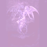 Entwined Angel and Demon in Purple