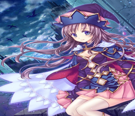 Wizard - magician, long hair, cute, orginal, girl, dress, wizard