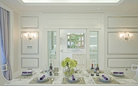 Dining table - dining, room, table, white