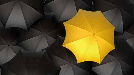 BLACK AND YELLOW - black, yellow, umbrella, rain