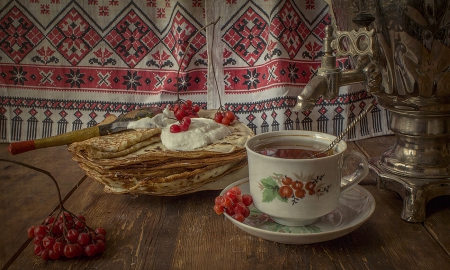 Time For Tea - bread, tea, still life, cup