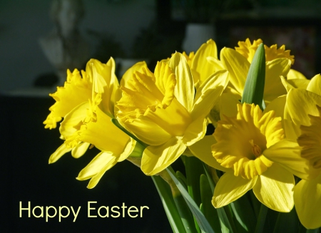 Happy Easter! - daffodils, easter, happy easter, flowers, spring