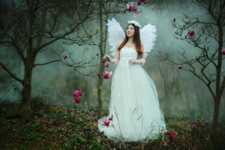 Angel - garden, girl, beauty, angel