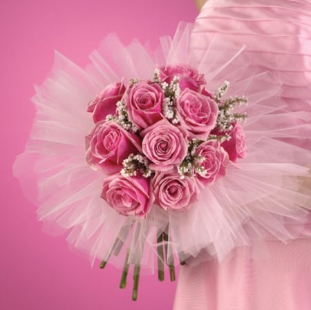 Pink Bouquet - bouquet, beautiful, wedding bride, pink roses