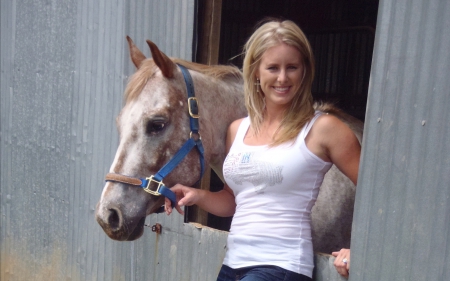 Cowgirl~Brooke Jeter - horse, cowgirl, brooke jeter, blonde, barn