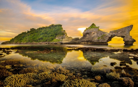 ocean sunset - cool, fun, sunset, ocean, nature, mountain