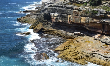 rocky shoreline - cool, fun, beach, ocean, nature, mountain