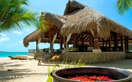 Beach cottage - nature, beach, hut, sands, cottage