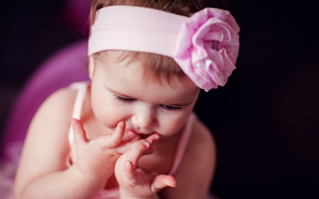 Little girl - pink headband, child, girl, cute