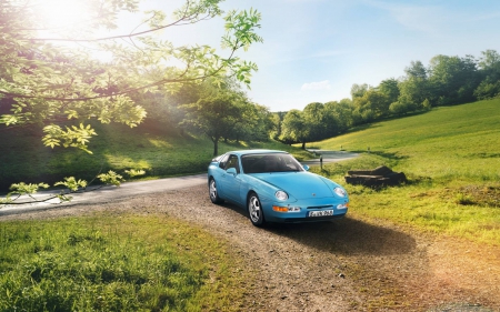 Porsche - car, cool, field, fun, porsche