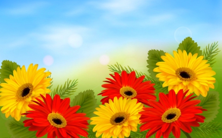 Beautiful flowers - flowers, red, yellow, colorful