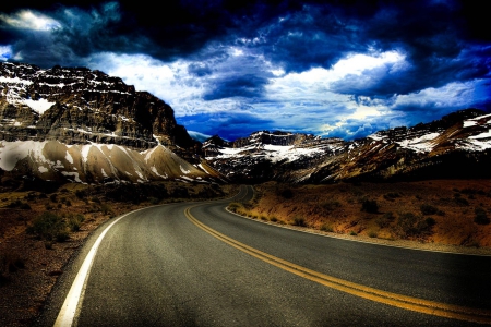 The Road - sky, nature, road, mountain