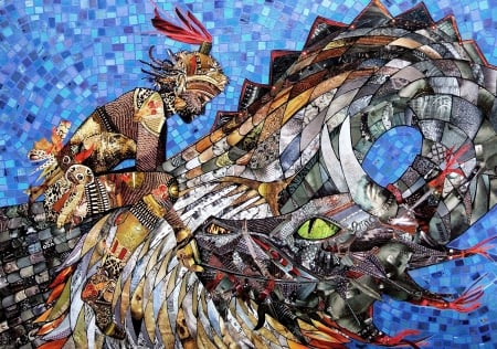 Dragon Rider Artwork - fantasy, dragon, collage, ride, bookcover, art