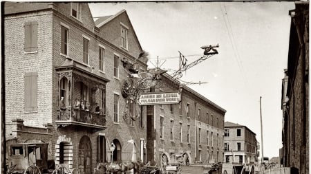 vulcan iron works in charleston south carolina - horses, street, vintage, city, factory, carts