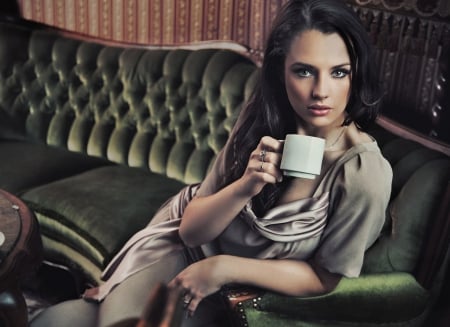 Beauty - lady, coffee, beauty, model