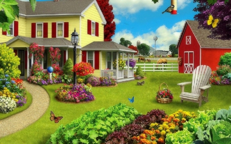 The Farm house - horses, house, garden, barn