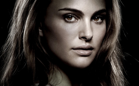 Natalie Portman - woman, face, actress, girl, sepia, black, natalie portman