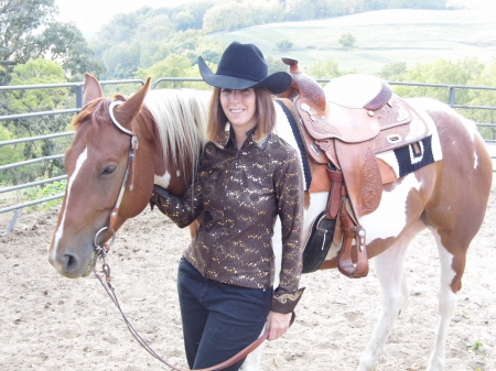 COWGIRL WITH FRIEND - reins, horse, hat, cowgirl