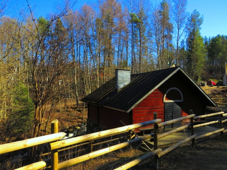 Mill - water, mill, river, sun