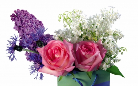 Lilacs, roses, and lilies for Miss Kate - roses, flowers, lilacs, lily of the valley