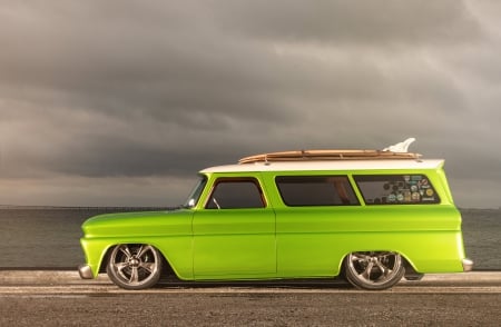 1966-Chevrolet-Suburban - Bowtie, GM, Surf Board, Classic