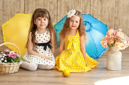 â™¥ - girls, children, flowers, sweet, girl, umbrella