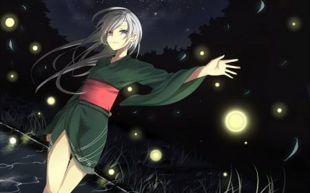 Beautiful night - girl, anime, night, dark