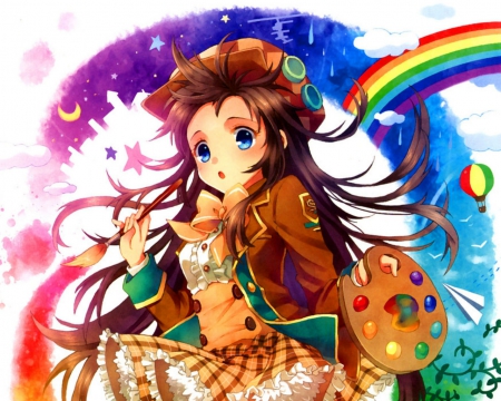 Cute anime - girl, cute, anime, rainbow