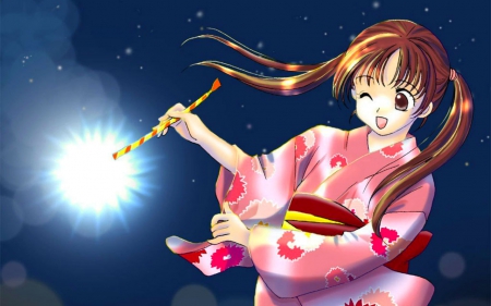 It's magic - girl, anime, kimono, magic