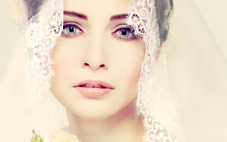 Beauty - white, beauty, woman, face, veil, girl