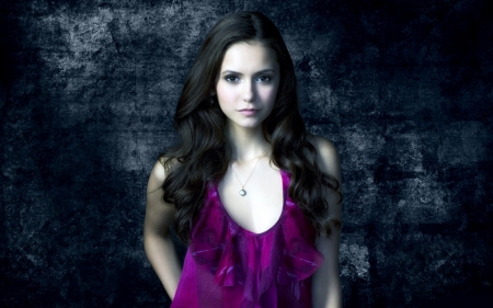 Nina Dobrev - Nina Dobrev, tv series, girl, actress, vampire diaries, fantasy, purple, woman, elena