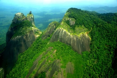 Amazonian Mountain Peaks - valley, trees, forest, beautiful, mountains, surinam