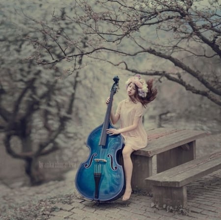 Spring Melody - music, melody, scenery, girl, spring, asian