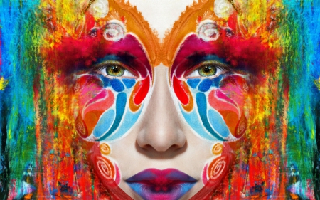 Painted face - face, art, woman, painted