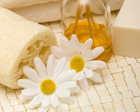 Beautiful flowers - towel, spa, flowers, soap