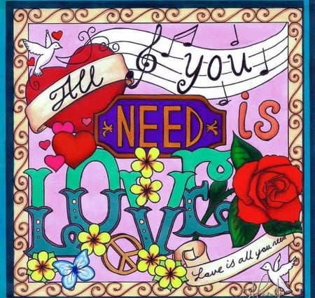 need love - abstract, hippie, need, graffitti, love