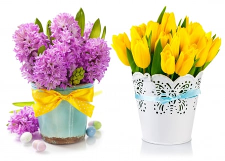 â™¥Spring Flowersâ™¥ - eggs, bow, easter, tulips, flowers, lilac, spring, hyacinth