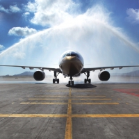 water salute for maiden flight of airbus A330
