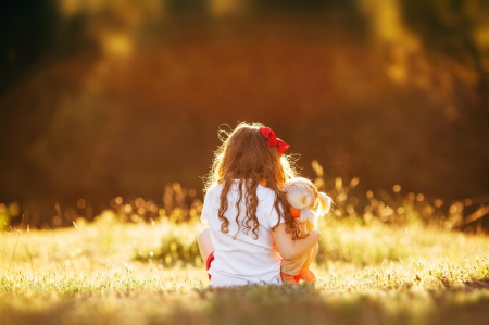 * Friends * - nature, sadness, girl, toy, field, friendship, little girl