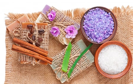 â™¥Relaxing Spaâ™¥ - coffee, salt, soap, cinnamon, aloe, spa, aloe vera, flower, lavender, concept