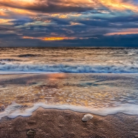 fantastic sea waves on a beach hdr