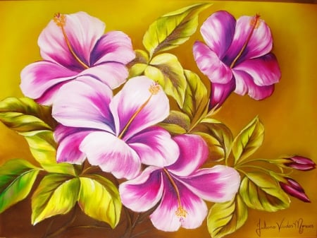 Painted flowers - nice, roses, lovely, painting, paint, art, pretty, pink, petals, beautiful, leaves, flowers