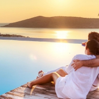 Lovers in the beach view