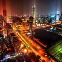 beijing skyscrapers at night hdr