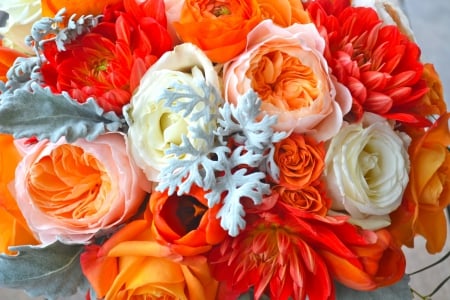 Bouquet - roses, bouquets, dahlia, bouquet, rose, orange, flowers, dahlias, flower