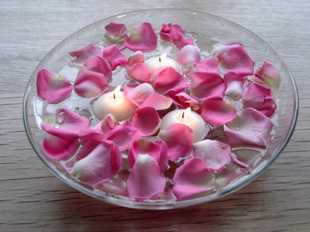 Petals and flames - flames, roses, petals, candles