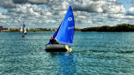 sailboat races hdr - hdr, clouds, harbor, sailboat