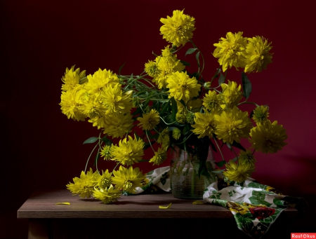 Still life - flowers, yellow, nature, soft