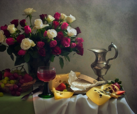 Still life - nature, flowers, roses, red