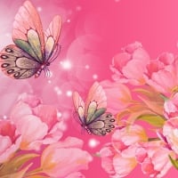 Vintage Tulips and Butterflies